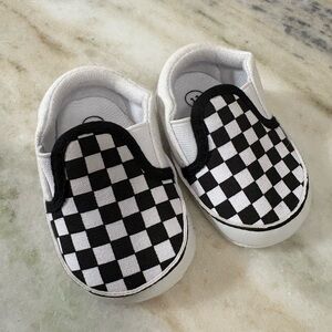 Kids Checkered Slip-On Shoes - Black and White. Baby shoes Sz 11